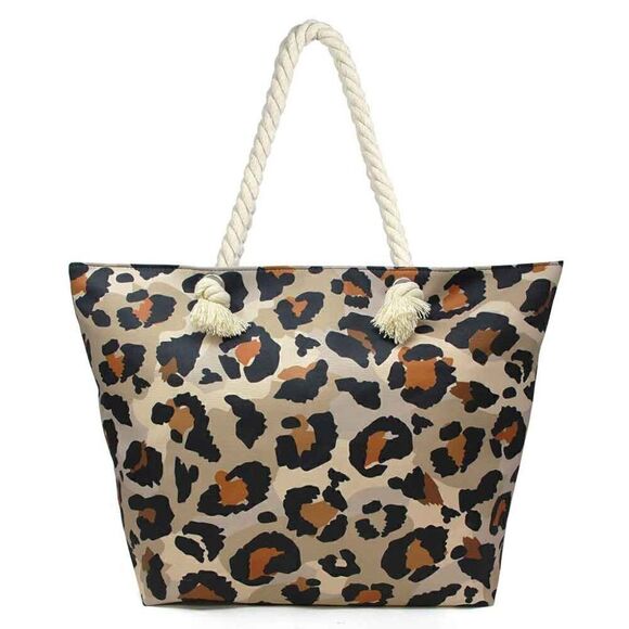 Leopard Pattern Print Beach Tote Bag - Picture 1 of 6